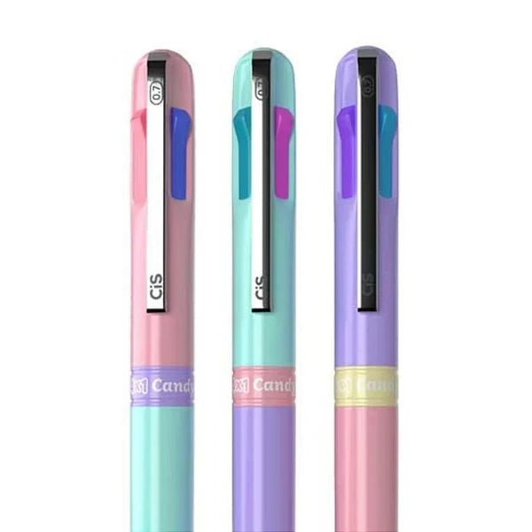 Caneta Esferográfica 4x1 Candy Multicolorida - Cis - Kit c/ 3 Unidades