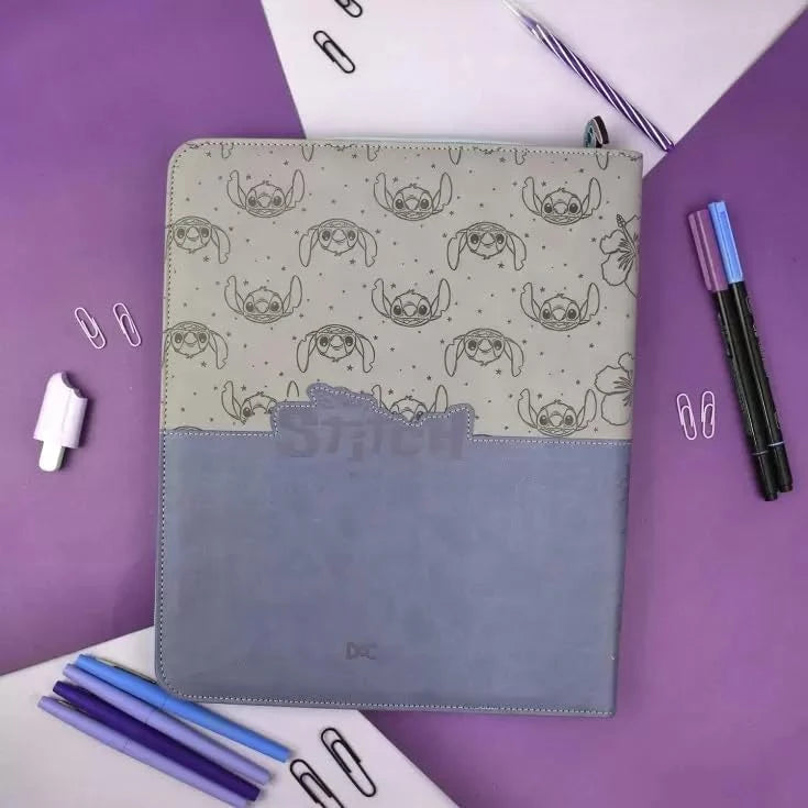 Fichário Universitário com 48 folhas Fechamento em Zíper - Stitch