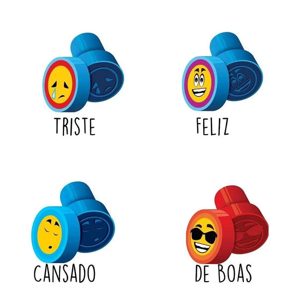 Carimbo Stamp Pedagógico Infantil Cis Emoji Kit c/ 12 Unidades