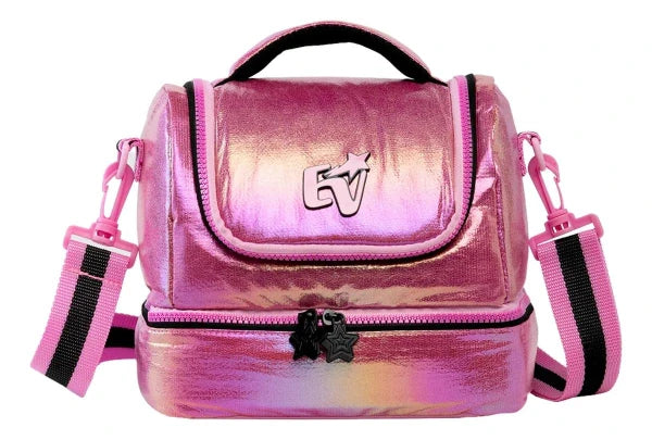 Mochila Rodas e Lancheira + Estojo 100 Lápis Metalizado Emilly Vick Metalizada