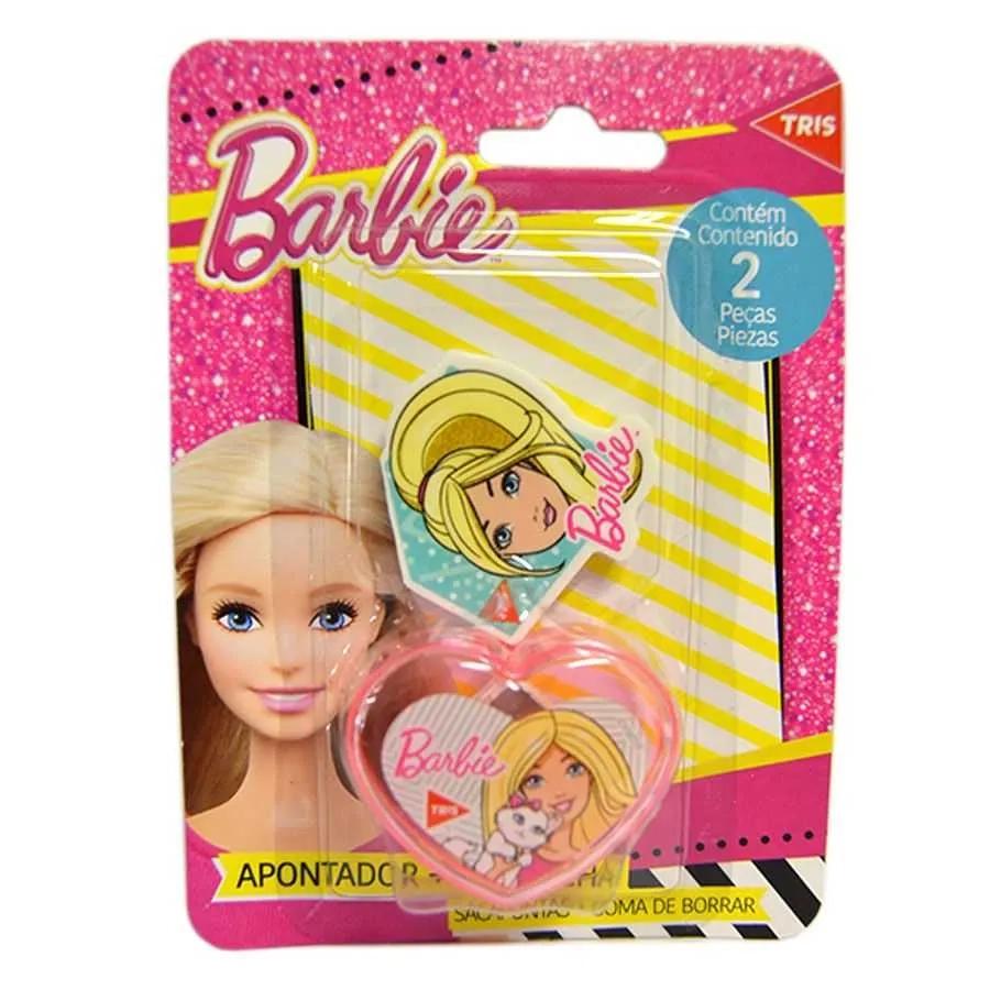 Apontador com Depósito + Borracha Barbie Tris