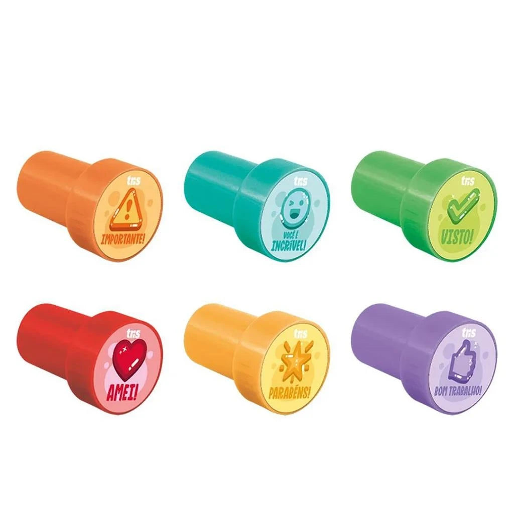 Carimbo Autotintado Pedagógico para Professores TRIS Kit c/ 6 unidades
