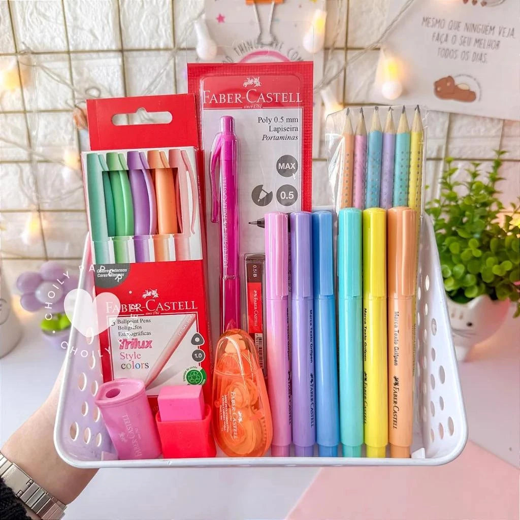 Kit Papelaria Pastel Faber-Castell Completo