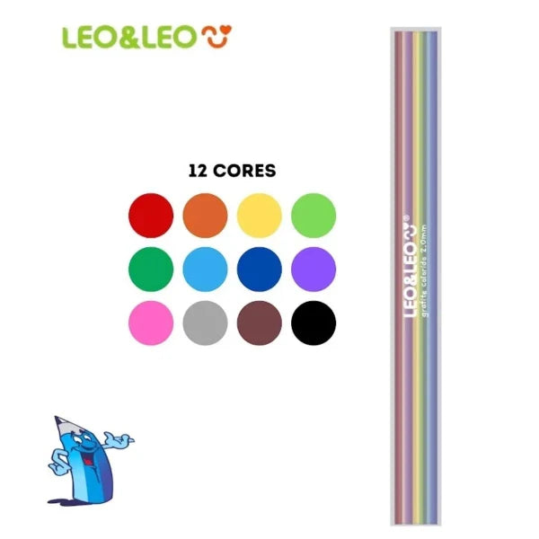 Refil Lapiseira de Cor Grafites Coloridos 12 Cores